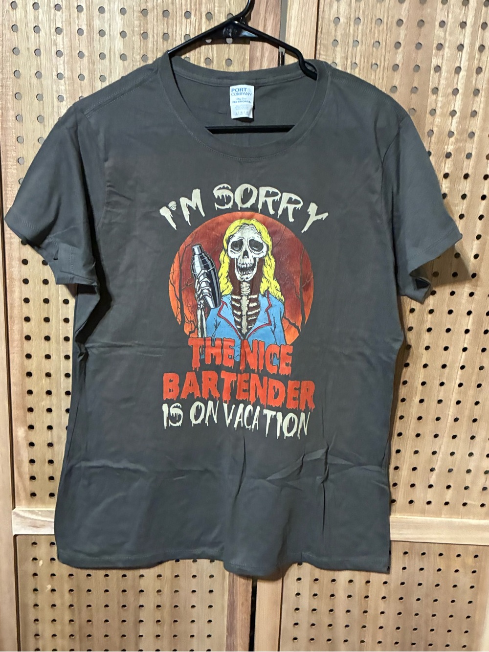 Men's Graphic T-Shirt - Dark Gray "I'm Sorry The Nice Bartender Is On Vacation"